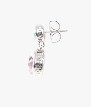 Craset crystal drop earrings in silver, mint & light rose