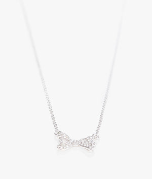 Barsie crystal bow pendant in silver