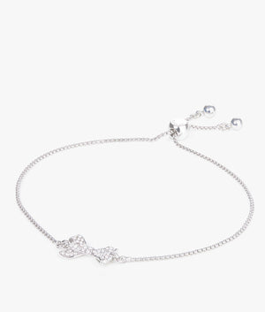 Barset crystal bow adjustable bracelet in silver