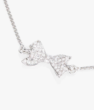 Barset crystal bow adjustable bracelet in silver