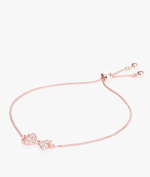 Barset crystal bow adjustable bracelet in rose gold
