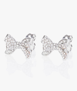 Barseta crystal bow stud earrings in silver