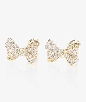 Barseta crystal bow stud earrings in gold