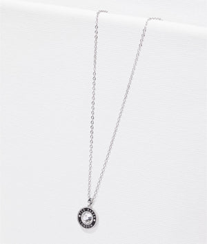 Cherlie crystal button pendant in silver and black crystal