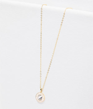 Cherlie crystal button pendant in gold and light pink crystal