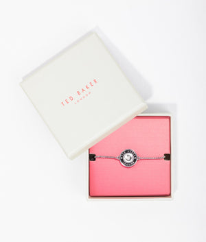 Cherla crystal button adjustable bracelet in silver & black crystal