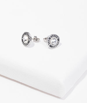 Cherelle crystal button studs in silver and black crystal