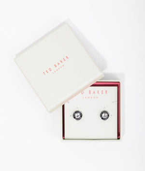 Cherelle crystal button studs in silver and black crystal