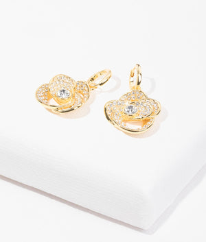 Florence crystal flower huggie earrings in gold