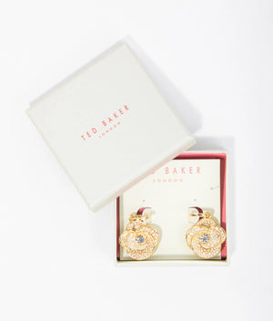 Florence crystal flower huggie earrings in gold