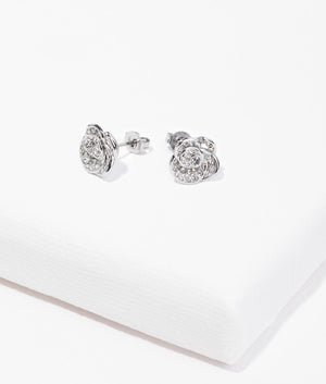 Florine crystal flower stud in silver