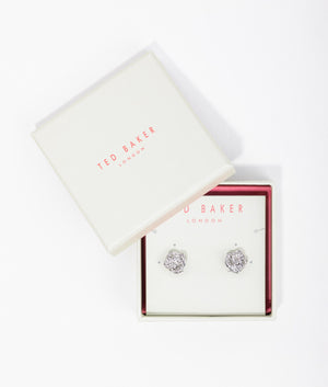 Florine crystal flower stud in silver