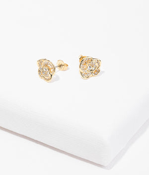 Florine crystal flower stud in gold