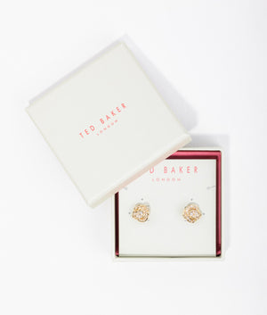 Florine crystal flower stud in gold