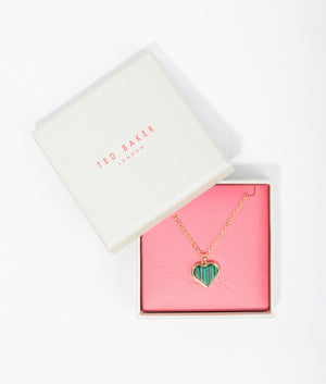 Morelie monogram heart pendant in gold and green