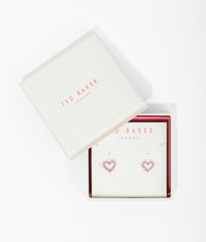 Amorina crystal halo heart stud earrings in rose gold
