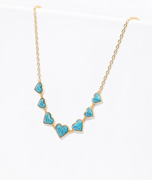 Farah faceted stone heart necklace in turquoise