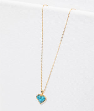 Farida faceted stone heart pendant necklace in turquoise