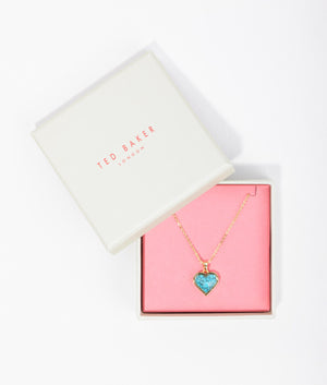 Farida faceted stone heart pendant necklace in turquoise
