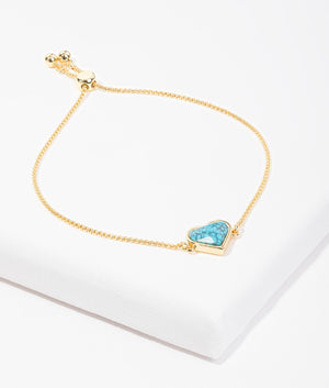 Fallon faceted stone heart adjustable bracelet in turquoise