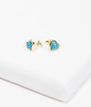 Faris faceted stone heart stud earrings in turquoise
