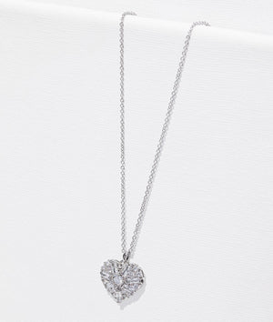 Cherish crystal cluster heart locket pendant in silver