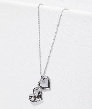 Cherish crystal cluster heart locket pendant in silver