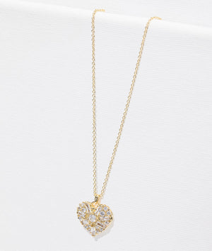 Cherish crystal cluster heart locket pendant in gold
