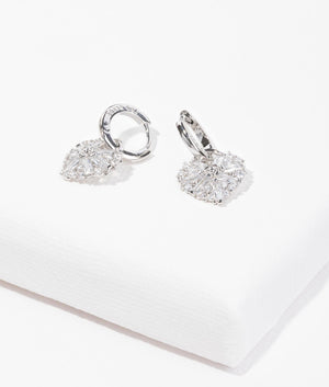 Cherise crystal cluster heart huggie earrings in silver