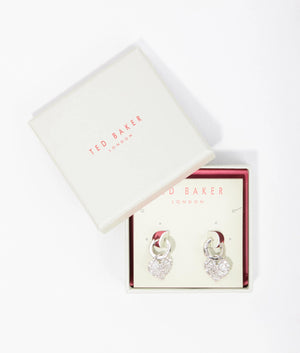 Cherise crystal cluster heart huggie earrings in silver
