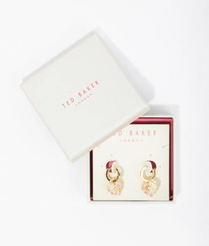 Cherise crystal cluster heart huggie earrings in gold