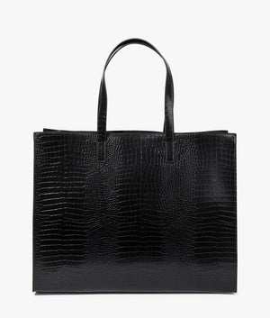 Allicon croc print east west shopper in black by Ted Baker. EQVVS WOMEN Back Angle Shot.