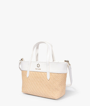 Blesha magnolia raffia mini tote in ecru