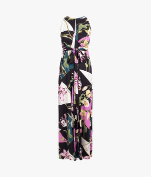 Maudee printed halter neck jumpsuit in black