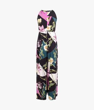 Maudee printed halter neck jumpsuit in black