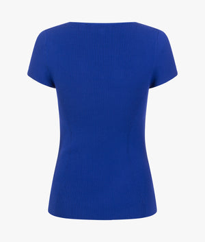 Cyndiy rib fitted knit top in blue