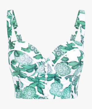 Nayome cupped long line bikini top in green