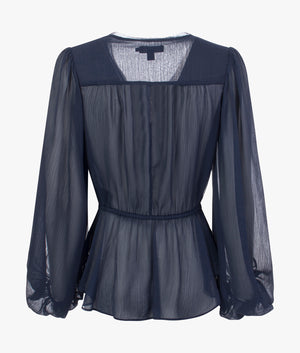 Frasiah tie front blouse in dark blue