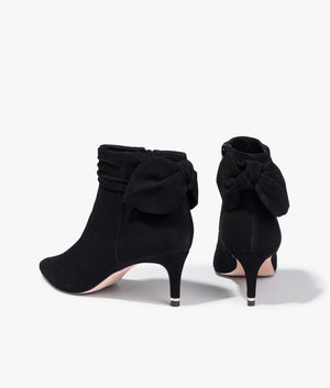 Yona suede bow detail ankle boot in black