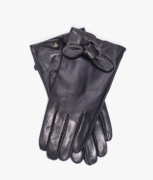 Sophiis bow leather gloves in black