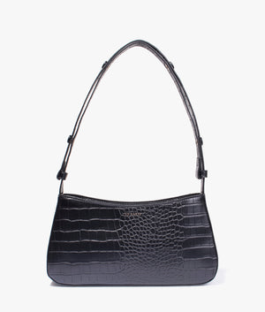 Stinny croc effect baguette bag in black