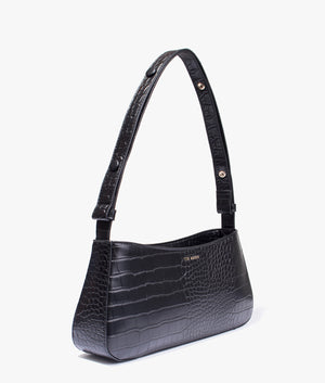 Stinny croc effect baguette bag in black