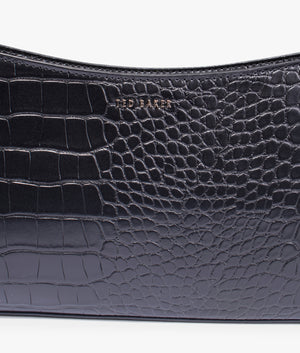 Stinny croc effect baguette bag in black