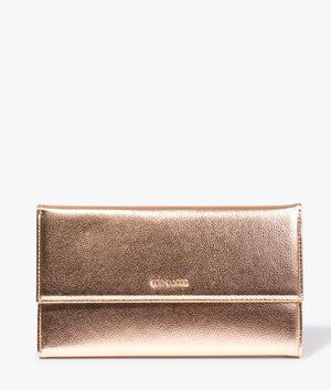 Rayya metallic travel wallet in rose gold