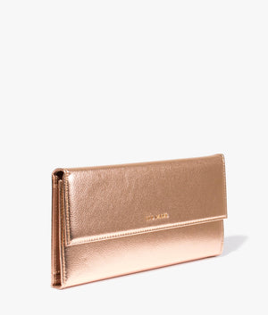 Rayya metallic travel wallet in rose gold