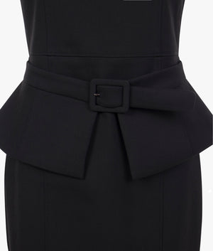 Fleuurr square neck midi dress in black