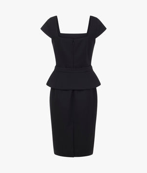 Fleuurr square neck midi dress in black