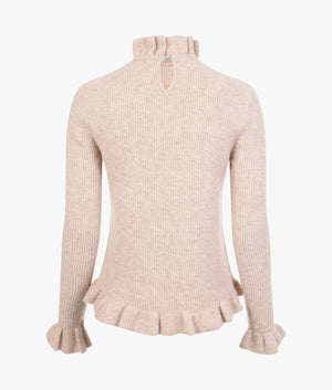 Pipalee frill detail cropped sweater in camel