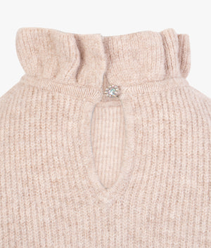 Pipalee frill detail cropped sweater in camel