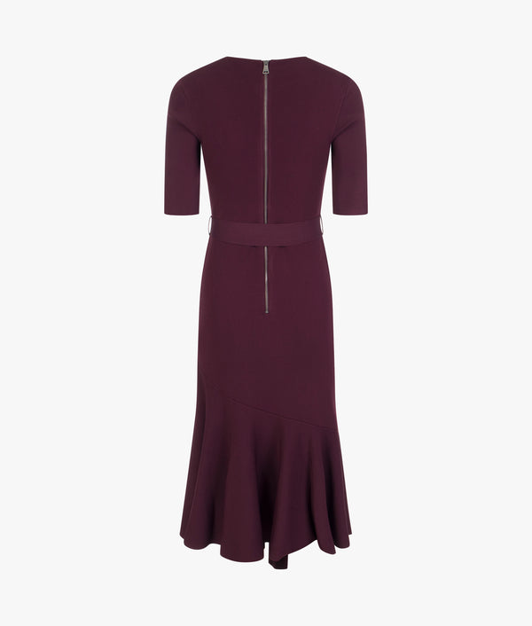 Samalee knitted midi dress in dark red